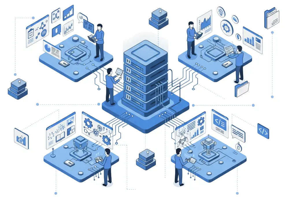 Equipo de tecnología en un workshop de Inteligencia Artificial